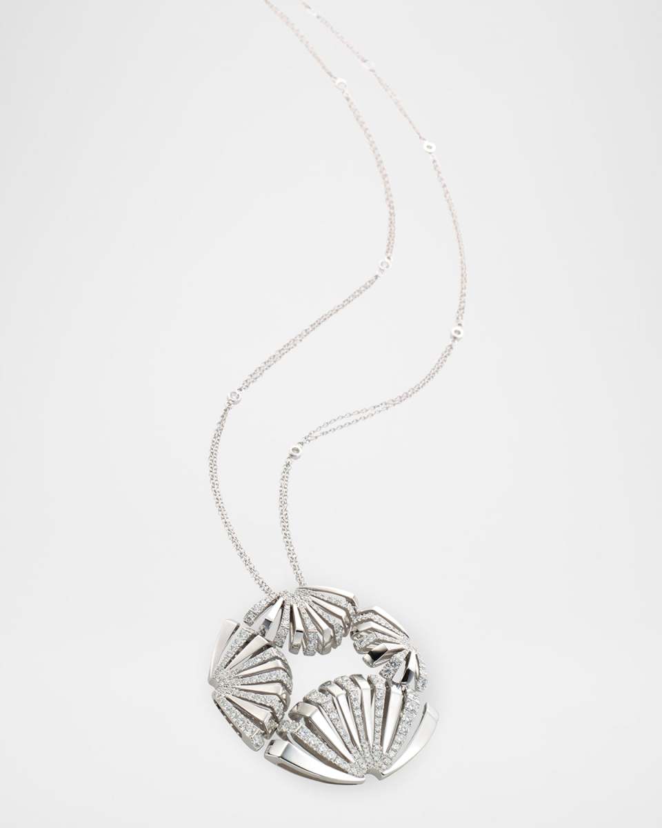 18K White Gold Ventaglio Medium Fan Pendant with Diamonds